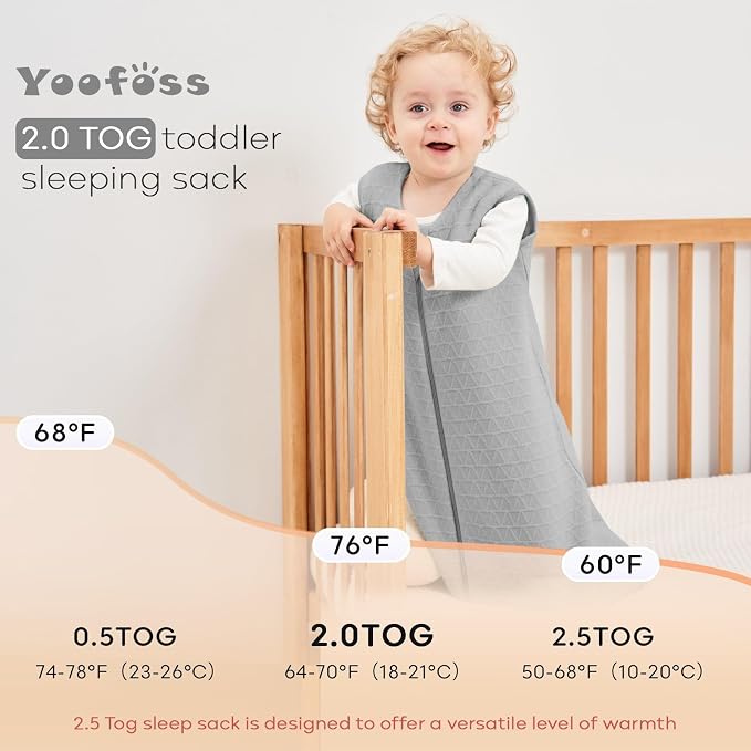 Yoofoss Baby Sleep Sack 0-6 Months, 2.0 TOG Baby Wearable Blanket - Image 6