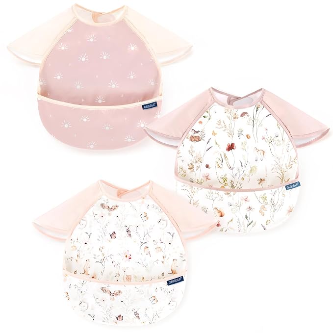 GRSSDER 3-pack Mess Proof Baby Feeding Bibs by BUYNOW