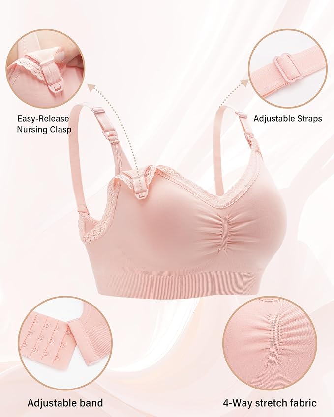 Stelle Lace Nursing Bras for Breastfeeding Seamless Pregnancy Maternity - Image 4