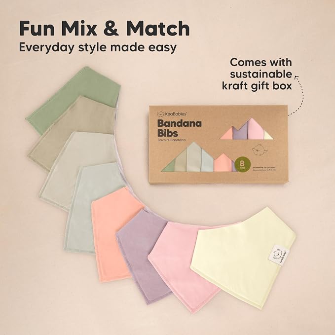 8-Pack Organic Baby Bandana Bibs - Image 9