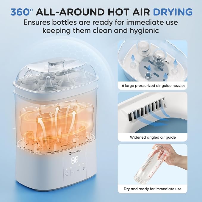 Bottle Sterilizer and Dryer, HIYAKOI Electric Steam Baby Bottle Sterilizer and - Image 3