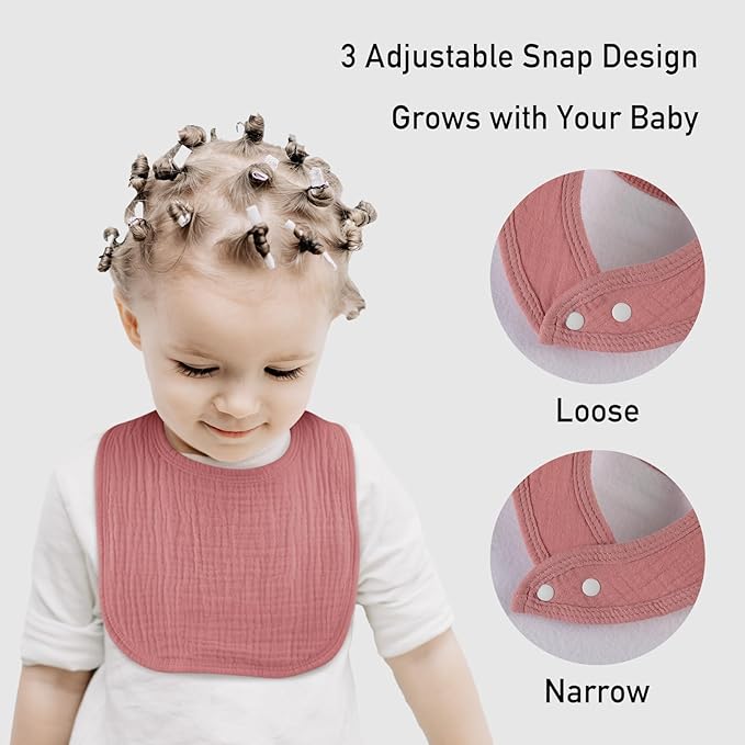 Muslin Baby Drool Bibs for Unisex Boys Girls, 6 Pack Soft Cotton Baby Bib for - Image 5