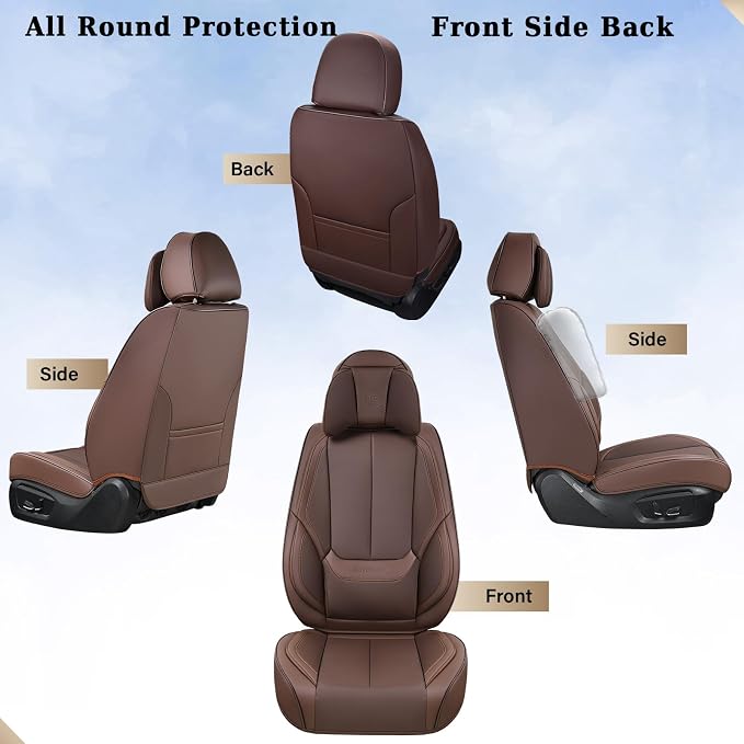 Coverado Universal Seat Covers Front, Waterproof Nappa Leather Car Seat Covers - Image 5