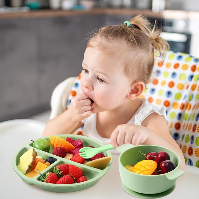 Dandat 24 Pcs Silicone Baby Feeding Set, 6 Baby Toddler Suction Bowls 6 Divided - Image 6