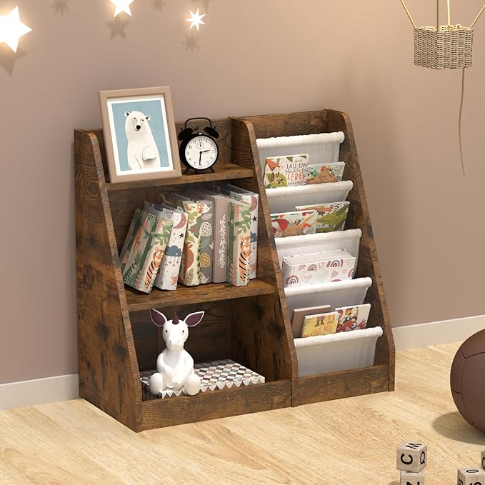 Kids Bookshelf for Bedroom Toddler Children Baby Bookcase 3-Tier for Nursery - Image 2
