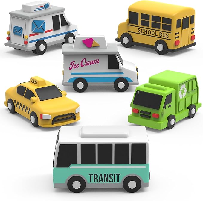 Tub Works® Vehicles™ Bath Cars Mold Free Bath Toys, 6 Pack | Sealed, No Hole by TubWorks