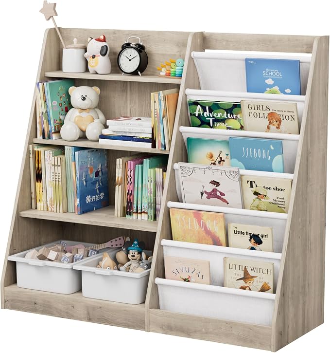 Kids Bookshelf Wood Toy Storage Organizer Cabinet Children Bookcase Toddler - Image 8