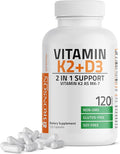 Bronson Vitamin K2 with D3 Supplement Non-GMO Formula 5000 IU Vitamin D3 & 90 by Bronson