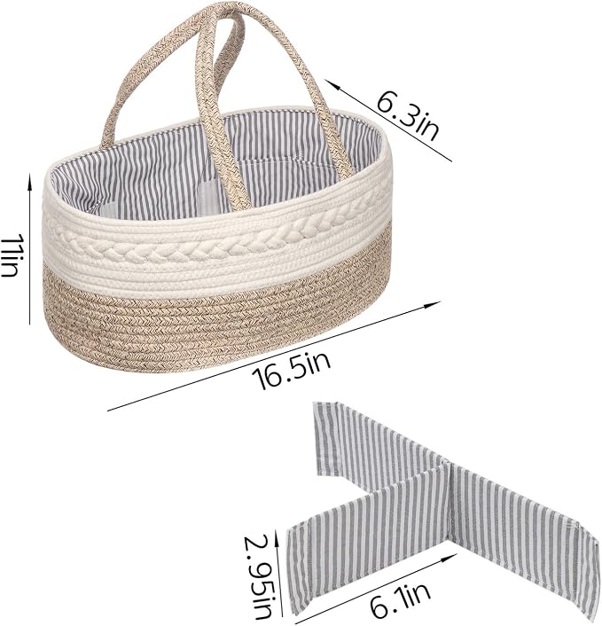 Baby Diaper Caddy Organizer -100% Cotton Baby Basket Bin - Image 3