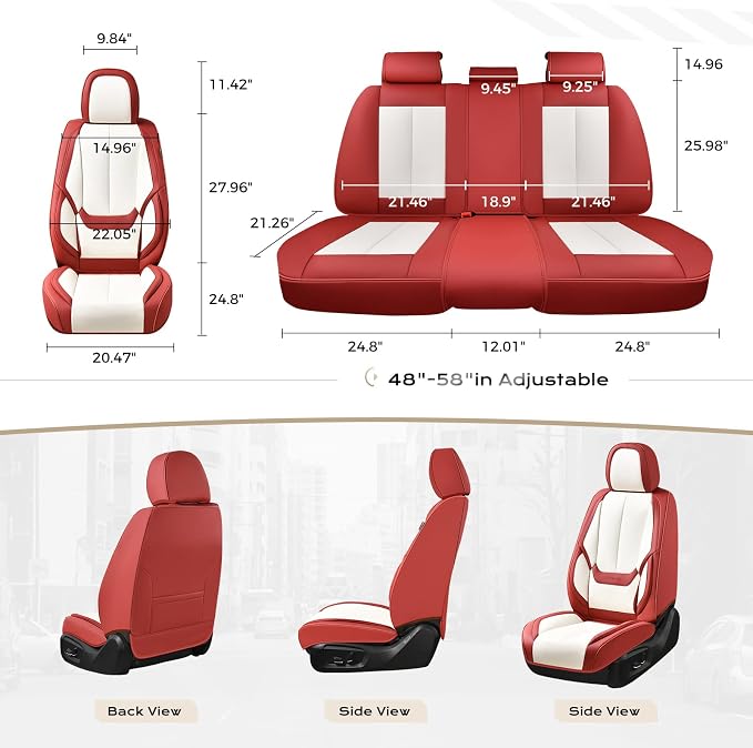Coverado Car Seat Covers Full Set, Car Seat Protector Waterproof, Nappa Leather - Image 7