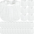 Reginary 30 Pack White Muslin Baby Bibs Bulk Adjustable 6 Layers Baby Bandana by Reginary