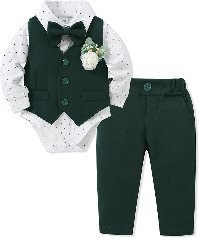 SANMIO Baby Boy Clothes Suits Infant Gentleman Outfit Collared Dress by SANMIO
