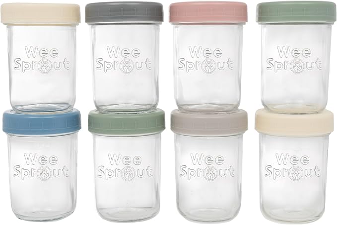 WeeSprout Glass Baby Food Storage Jars w/Lids Snack, Reusable Small Containers by WeeSprout