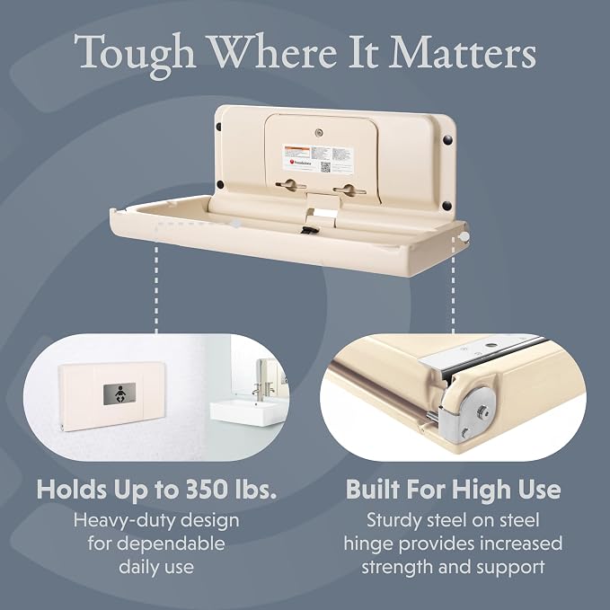 Foundations Ultra Horizontal Wall Mounted Baby Diaper Changing Station - Image 3
