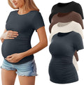 Huukeay 4 Pack Women's Maternity Shirts, Crew Neck Maternity Top Short Sleeve by Huukeay