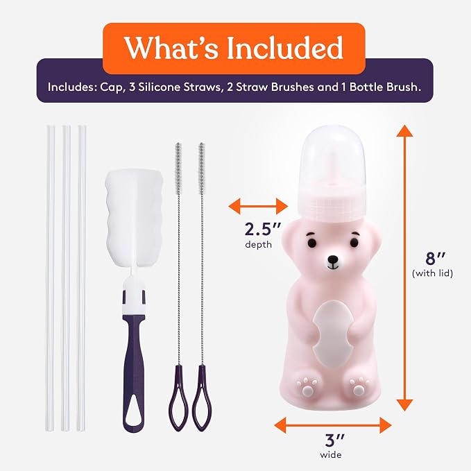 Special Supplies Honey Bear Straw Cup Long Straws, Squeezable Therapy and - Image 2