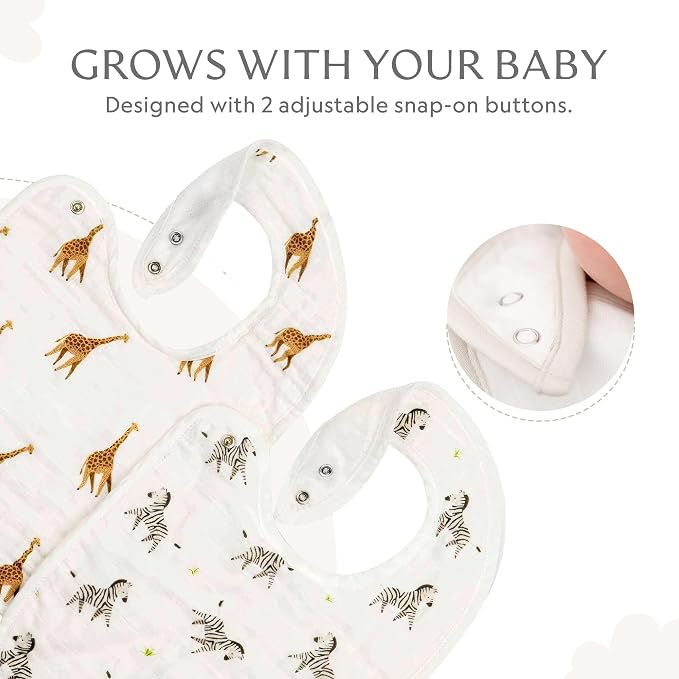 Bamboo Little Bamboo Viscose Baby Bib Set, Giraffe & Zebra - Image 5