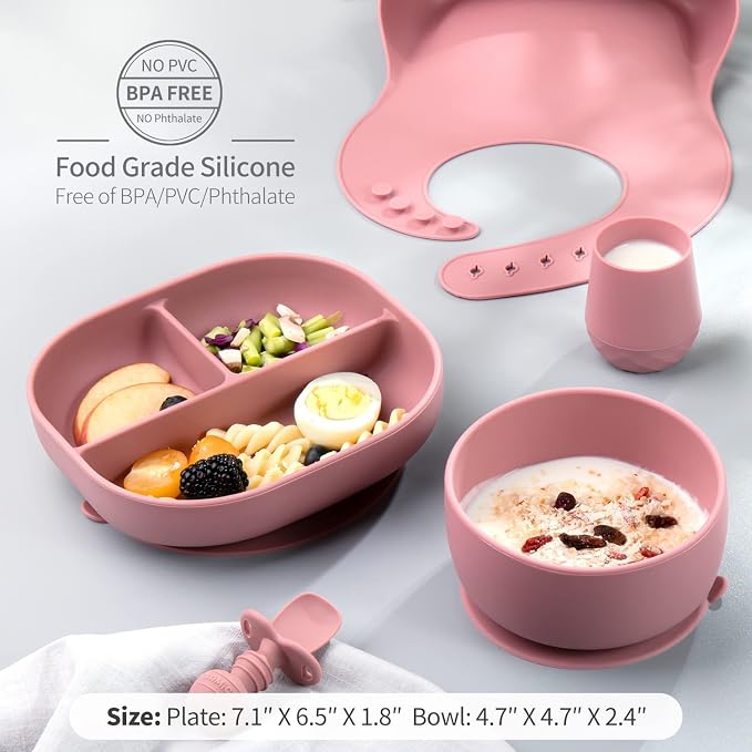 SAMiGO Silicone Baby Feeding Set, Baby Led Weaning Supplies, Suction Bowl Plate - Image 4