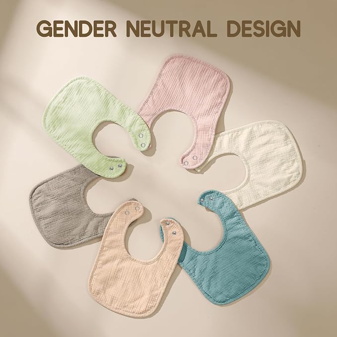 AMAWMW Muslin Baby Bibs for Unisex Boys Girls 6Pack Baby Bandana Drool Bibs - Image 6