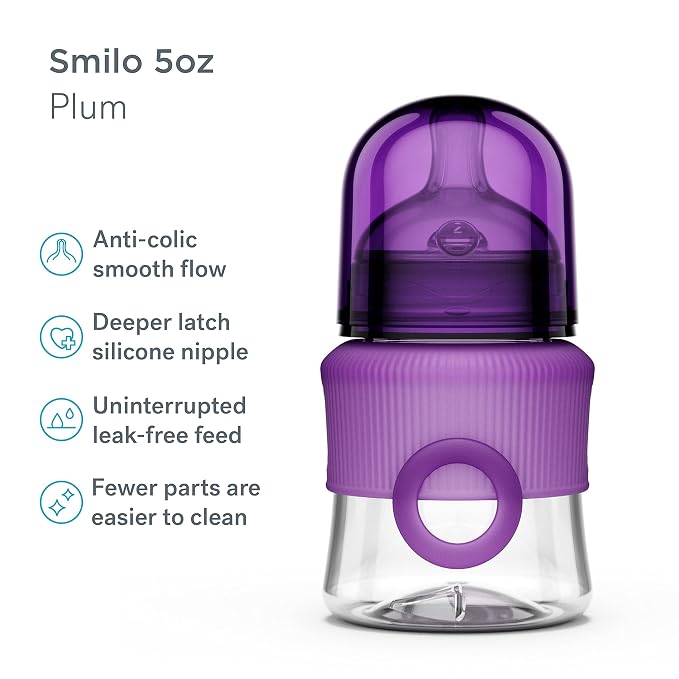 Smilo Baby Bottle Set with Stage 0 Slow Flow Anti Colic Nipple, 5 Oz / 150 ml - Image 2