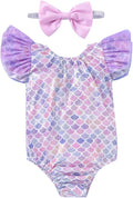Toddler Girl Baby Ruffles Mermaid Fish Scale Swimsuit One Piece Swimwear by Hiha