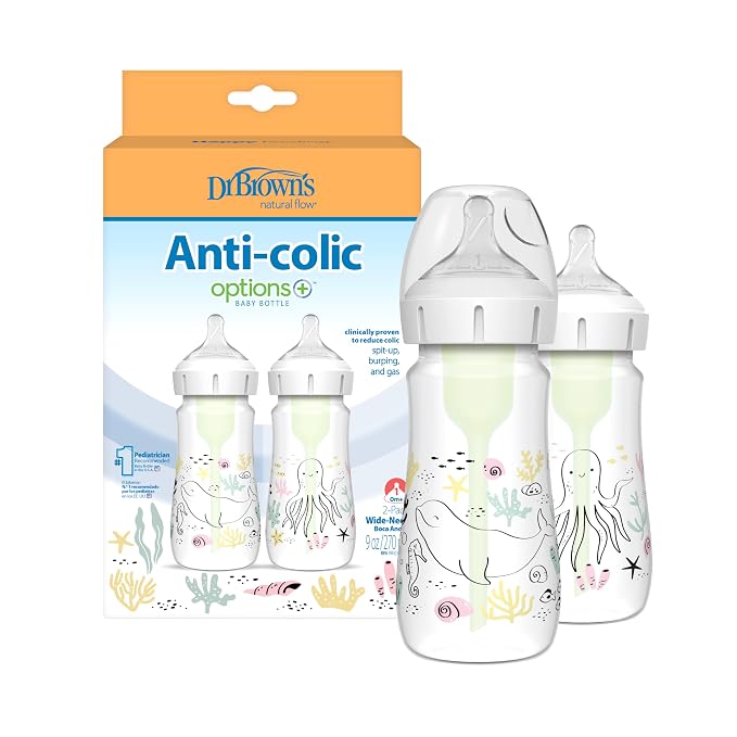 Dr. Brown’s Natural Flow® Anti-Colic Options+™ Wide-Neck Baby Bottle Designer by DrBrowns