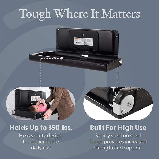 Foundations Ultra Horizontal Wall Mounted Baby Diaper Changing Station - Image 3