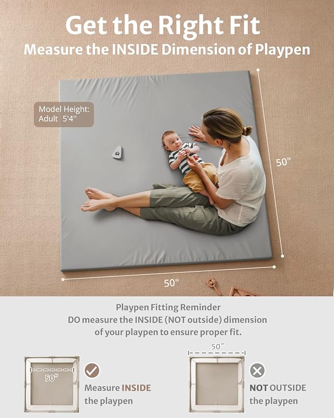 Blissful Diary Vegan Leather Baby Play Mat, 50x50 Thicken Foam Cushioned & - Image 2