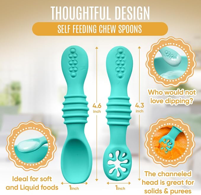 4pc Silicone Baby Spoons Self Feeding Baby Utensils 6-12 Months - Image 3