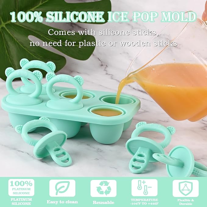 Sakolla Baby Popsicle Molds Mini 6-Cavity Silicone Ice Pop Mold - Image 2