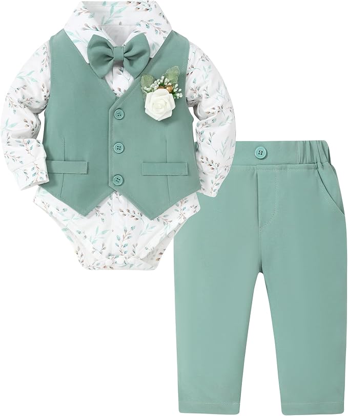 SANMIO Baby Boy Clothes Suits Infant Gentleman Outfit Collared Dress by SANMIO