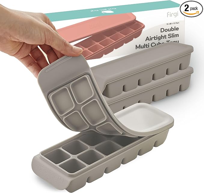 Silicone Freezer Trays with Lid, 2ea 0.7oz 12 Cube-Leak Proof Silicone Freezer by FIRGI-FirstGift