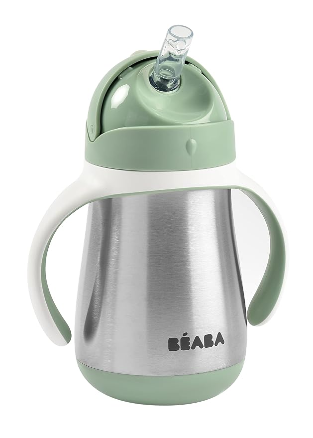 Beaba Stainless Steel Straw Sippy Cup, Insulated Toddler Cups Spill Proof by BEABAUSA