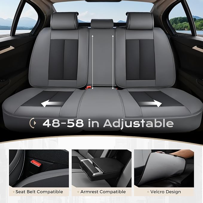 Coverado Car Seat Covers Full Set, Car Seat Protector Waterproof, Nappa Leather - Image 2