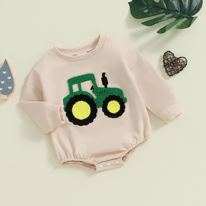 VISGOGO Newborn Infant Baby Boy Girls Oversized Romper Little Dude Sweater - Image 3