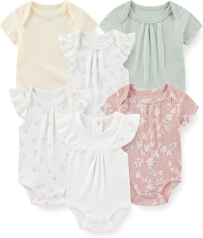 Fashion Baby Boy Girl Bodysuits 6-Pack Casual Cotton Soft Infants Outfit New by JELYLOVE