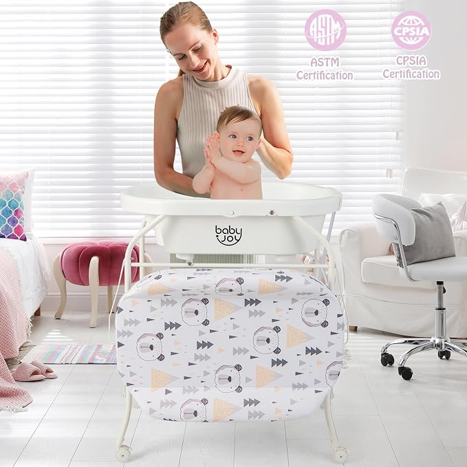 BABY JOY Baby Bathtub with Changing Table, Foldable Infant Diaper Changing - Image 8