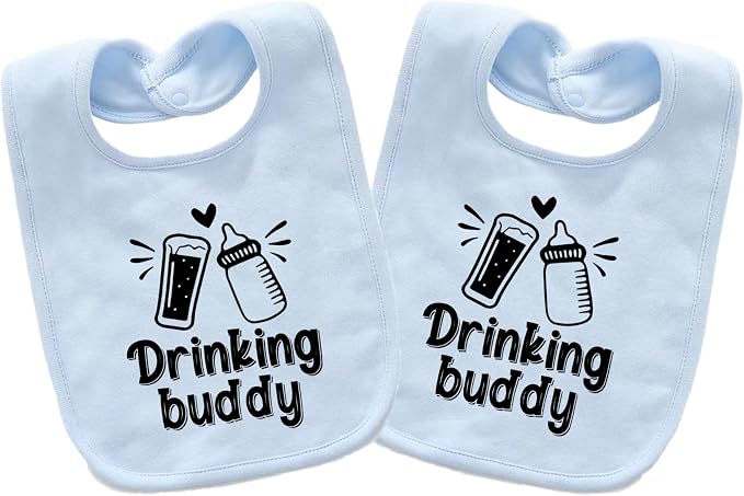 Baby Twins Bibs Drinking Buddy Newborn Baby Bibs Cute Unisex Bibs Set Toddler by QIANWANYI