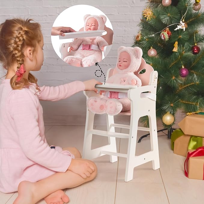 ROBOTIME Baby Doll High Chair, Pretend Play High Chair - Image 5