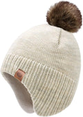 Duoyeree Kids Beanie Hat for Boys Girls Pom-pom Kint Hats Cozy Lining Winter by Duoyeree