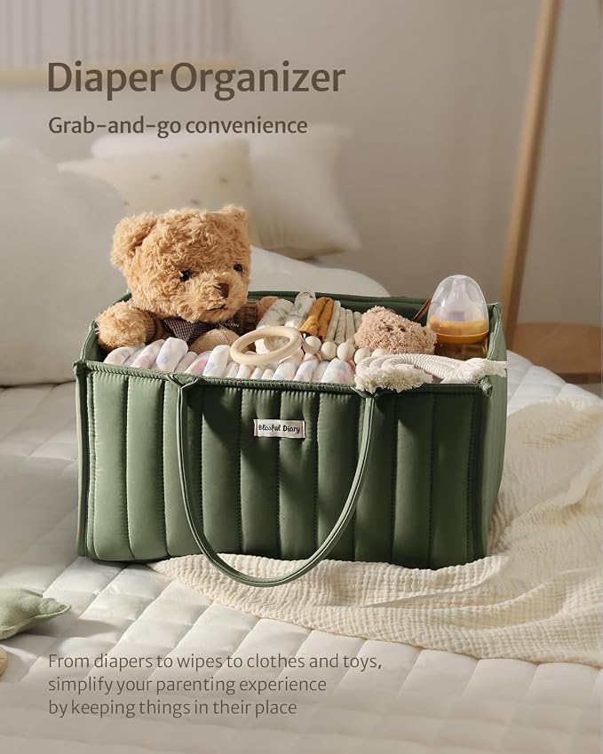 Blissful Diary Baby Diaper Caddy Organizer, Stylish Storage Basket - Image 4