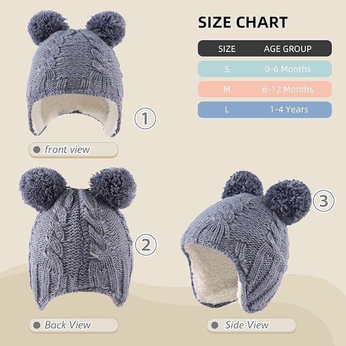 Zsedrut Winter Baby Boy Hats Pompom Baby Beanie - Image 6
