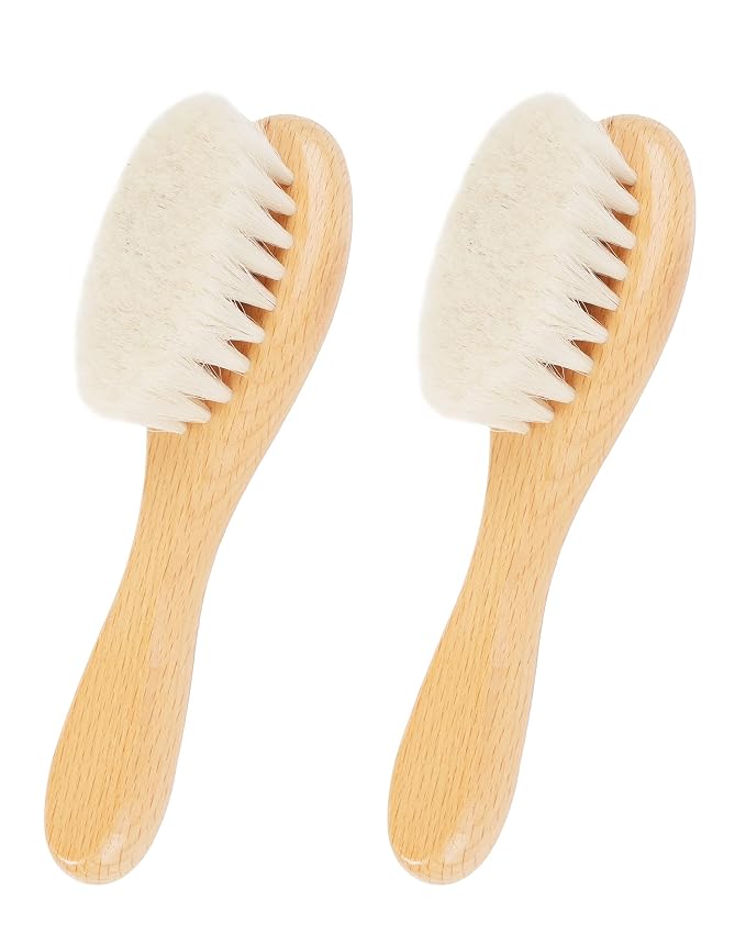 Baby Hair Brush, Natural Soft Goat Bristles Cradle Cap Brush by DF+DUALFERV
