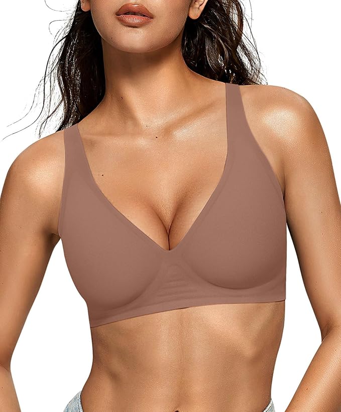 OEAK Womens Deep V Bras Wireless Comfortable Bra Supportive No Underwire Bras by OEAK
