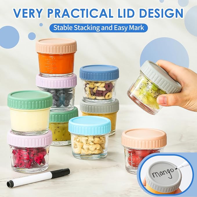 DRKIO 6 Pack Glass Baby Food Storage Containers - 4 Oz Baby Food Jars - Image 5