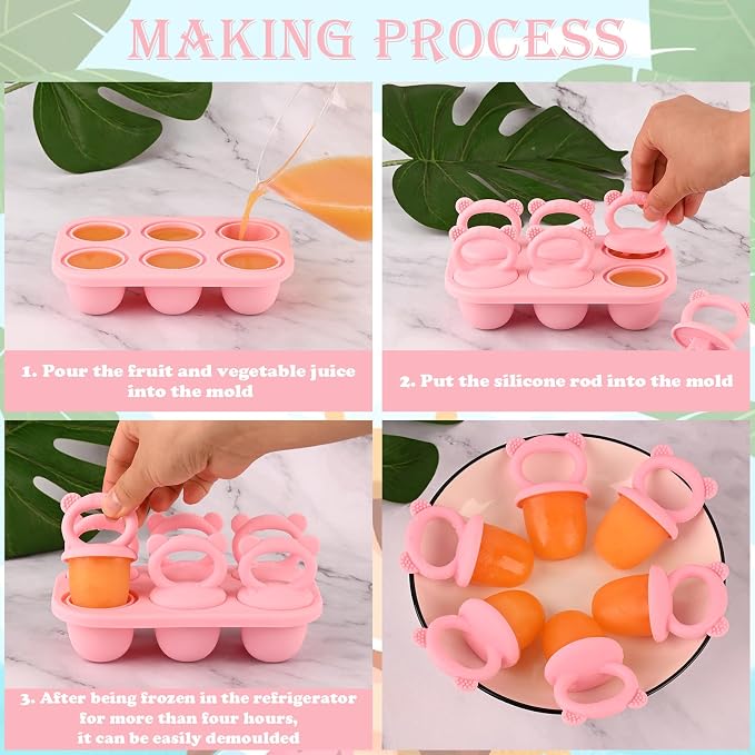 Sakolla Baby Popsicle Molds Mini 6-Cavity Silicone Ice Pop Mold - Image 5