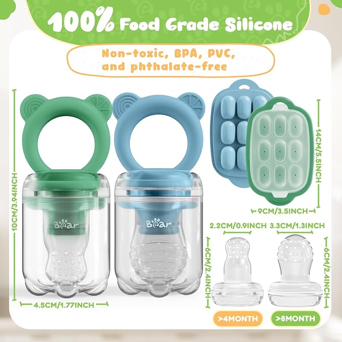 Bear Baby Fruit Food Feeder & Mini Freezer Nibble Tray Combo, 2 Pack Breastmilk - Image 7