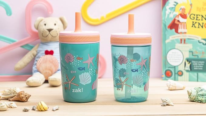 Zak Designs Shells Kelso Tumbler Set, Leak-Proof Screw-On Lid - Image 8