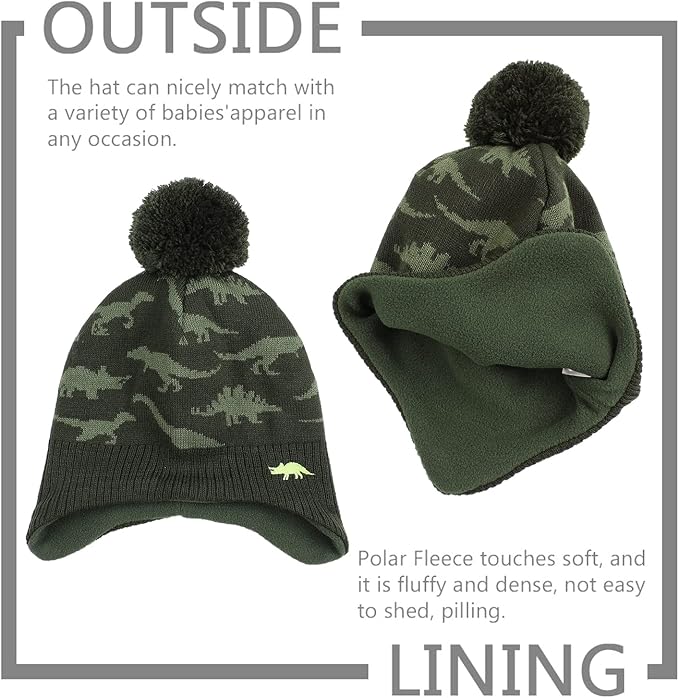 JANGANNSA Knitted Baby Hat Scarf Set Winter Warm Boys Girls Beanie Fleece - Image 3