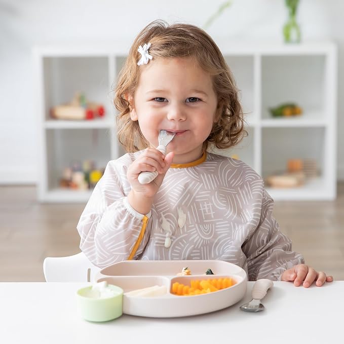 Bumkins Toddler Utensils, Kids Size Fork and Spoon Set, Silicone and - Image 4